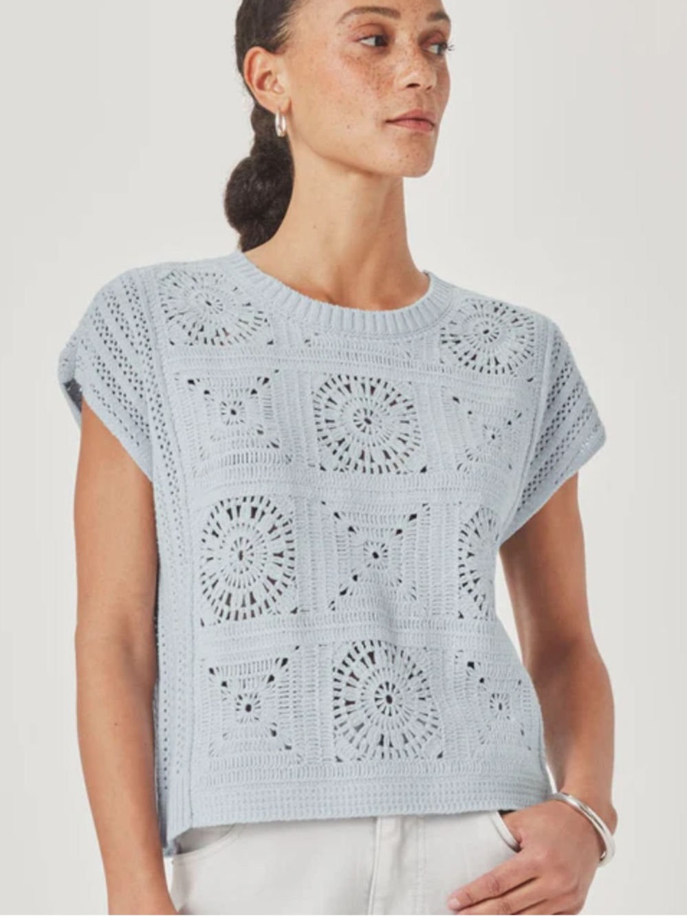 Splendid Light Blue Cropped Knit Sweater Vest - Picture 10 of 14